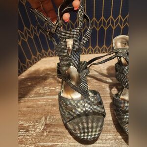 Sarah Jayne Black Sparkle Strappy Heel